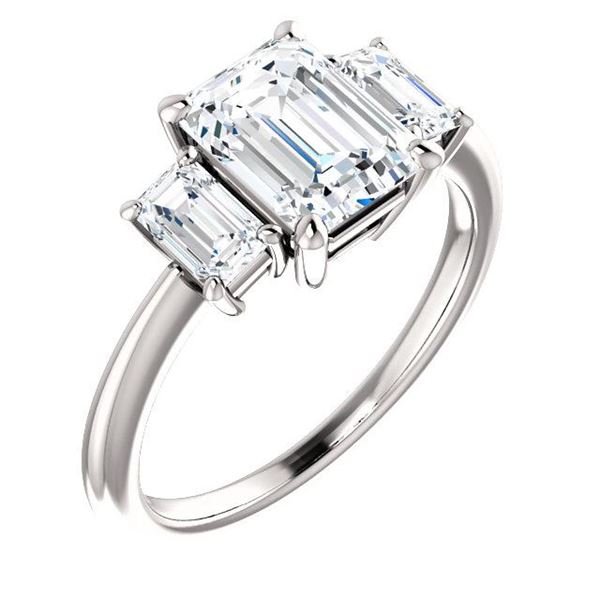 Natural 2.62 CTW 3-Stone Emerald Cut Diamond Engagement Ring 18KT White Gold