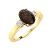 Image 2 : Natural 3.26 CTW Smoky Quartz & Diamond Engagement Ring 18K Yellow Gold