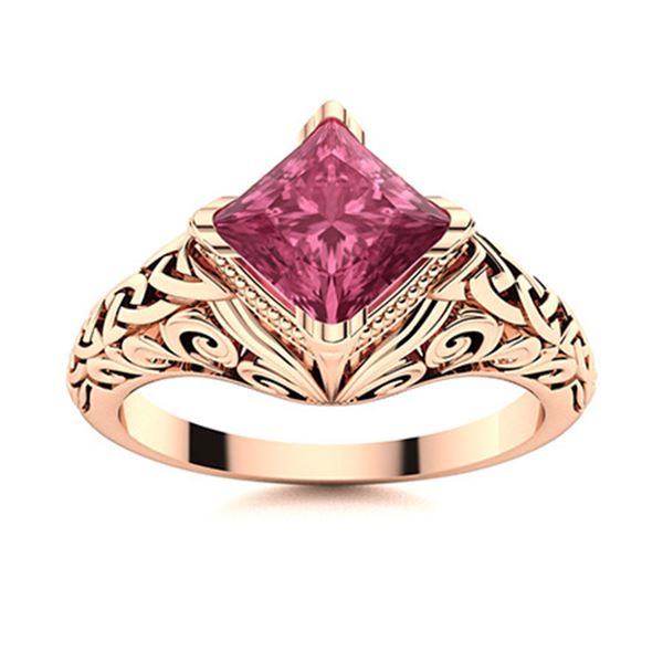 Natural 0.77 CTW Tourmaline Solitaire Ring 18K Rose Gold