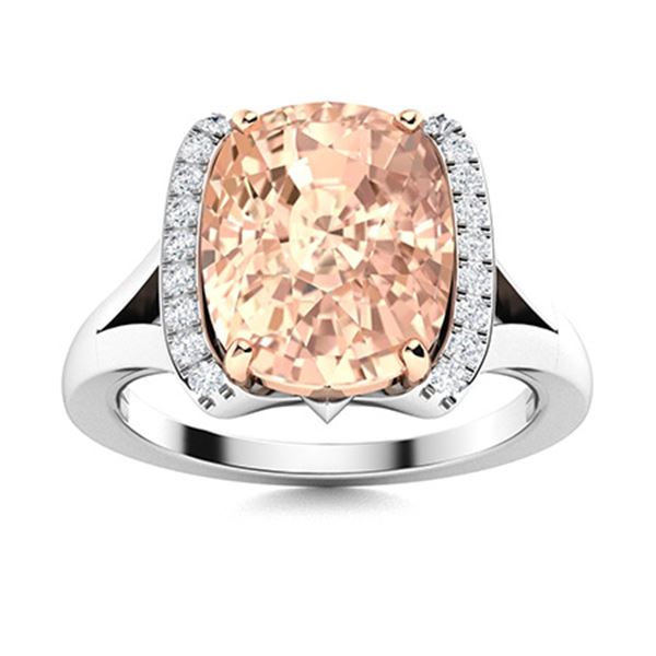 Natural 2.66 CTW Morganite & Diamond Engagement Ring 18K White Gold