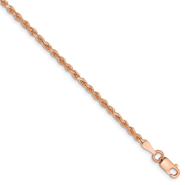14k Rose Gold 2 mm Diamond Cut Rope Chain - 7 in.