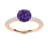 Image 1 : Natural 1.31 CTW Amethyst & Diamond Engagement Ring 18K Rose Gold