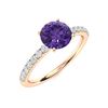 Image 2 : Natural 1.31 CTW Amethyst & Diamond Engagement Ring 18K Rose Gold