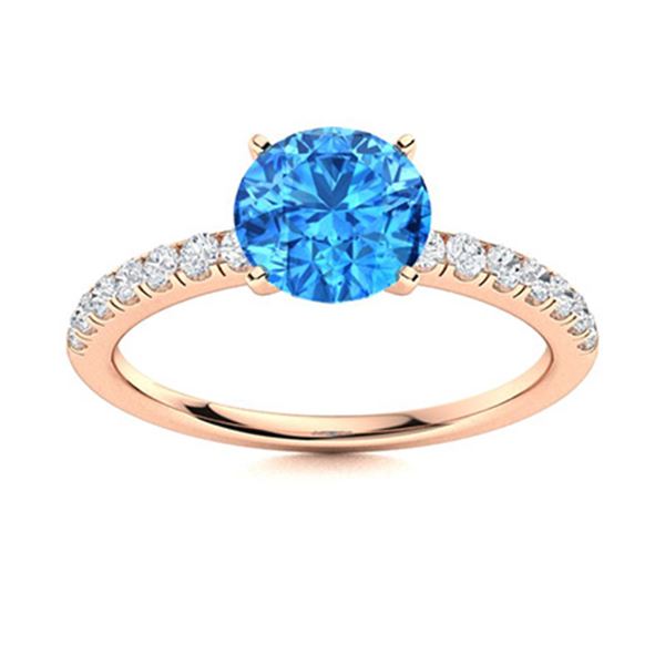 Natural 0.96 CTW Topaz & Diamond Engagement Ring 14K Rose Gold