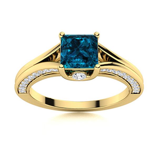 Natural 1.70 CTW Topaz & Diamond Engagement Ring 14K Yellow Gold