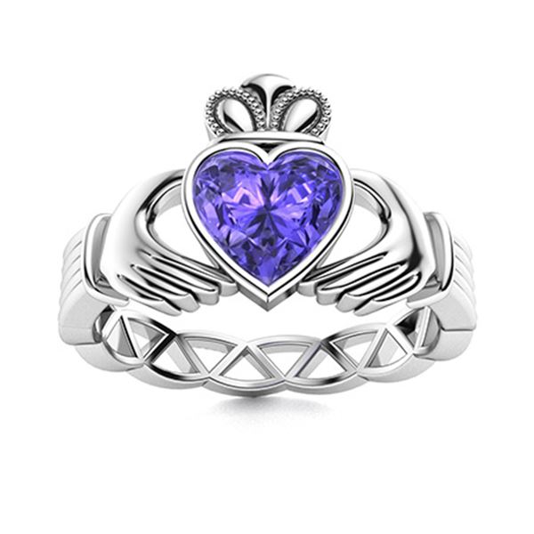 Natural 0.54 CTW Tanzanite Solitaire Ring 18K White Gold