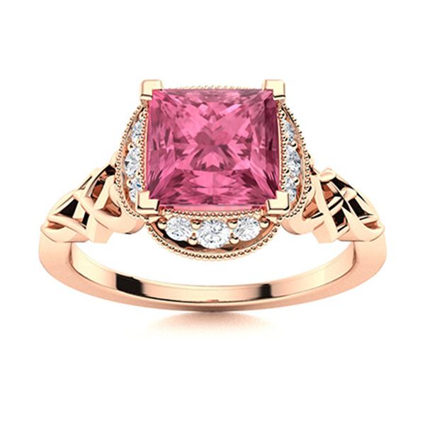 Natural 1.0 CTW Tourmaline & Diamond Engagement Ring 14K Rose Gold