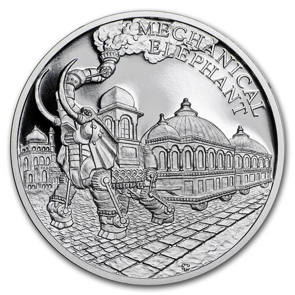 2018 Niue 1 oz Silver World of Jules Verne Steam-Powered Elephant