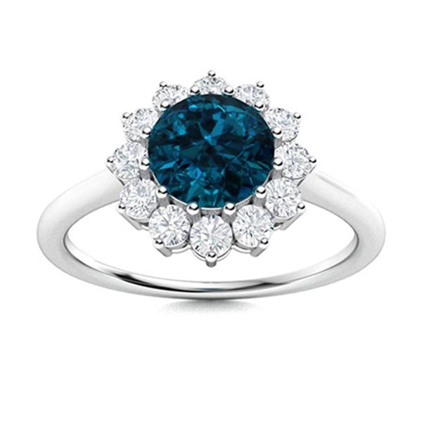 Natural 1.07 CTW Topaz & Diamond Engagement Ring 14K White Gold