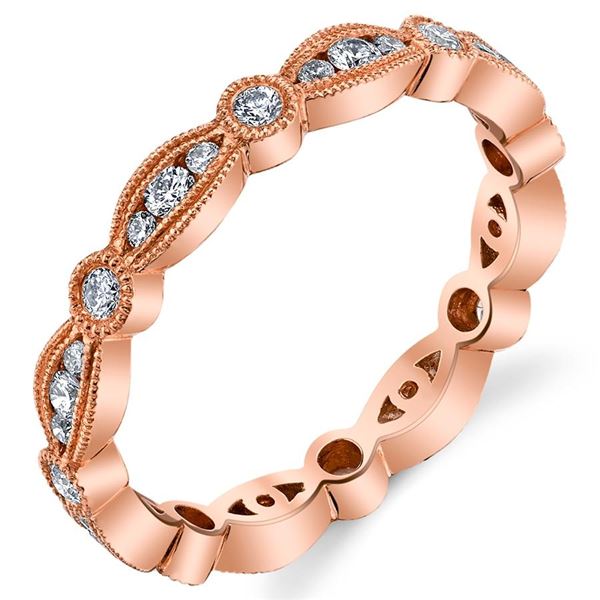 Natural 0.48 CTW Stackable Diamond Eternity Ring 18KT Rose Gold