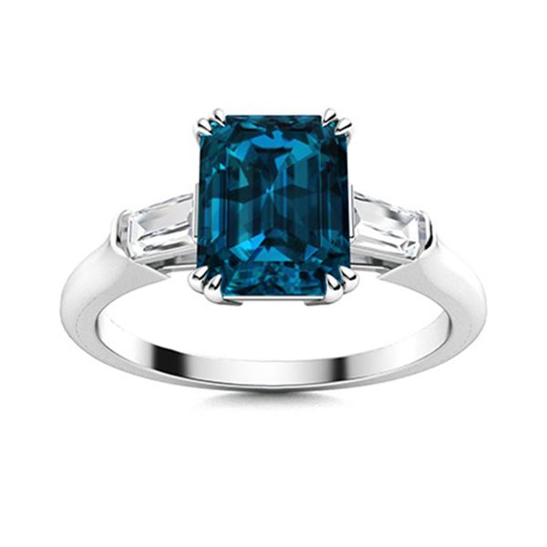 Natural 3.68 CTW Topaz & Diamond Engagement Ring 14K White Gold