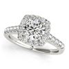 Image 1 : Natural 1.7 ctw Diamond Solitaire Halo Ring 14k White Gold