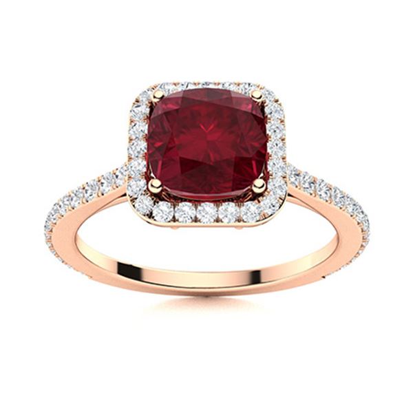 Natural 1.42 CTW Ruby & Diamond Engagement Ring 14K Rose Gold