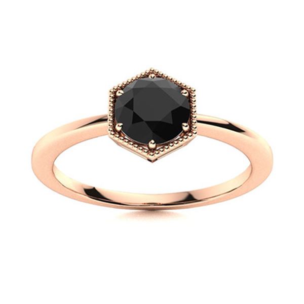 Natural 0.62 CTW Onyx Solitaire Ring 18K Rose Gold