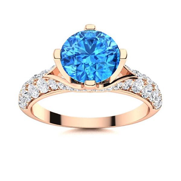 Natural 1.87 CTW Topaz & Diamond Engagement Ring 14K Rose Gold