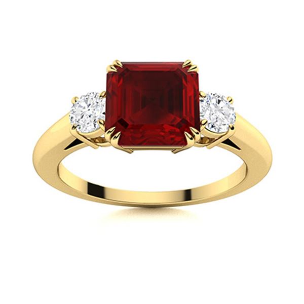 Natural 1.74 CTW Garnet & Diamond Engagement Ring 14K Yellow Gold