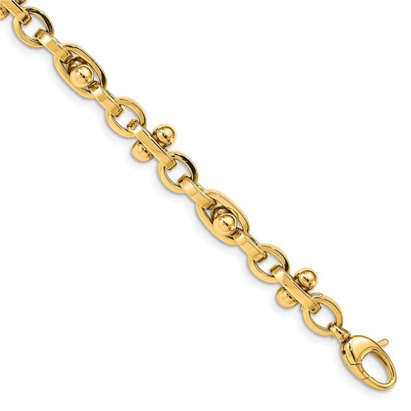 14k Yellow Gold Polished Fancy Knob Link Bracelet - 7.5 in.