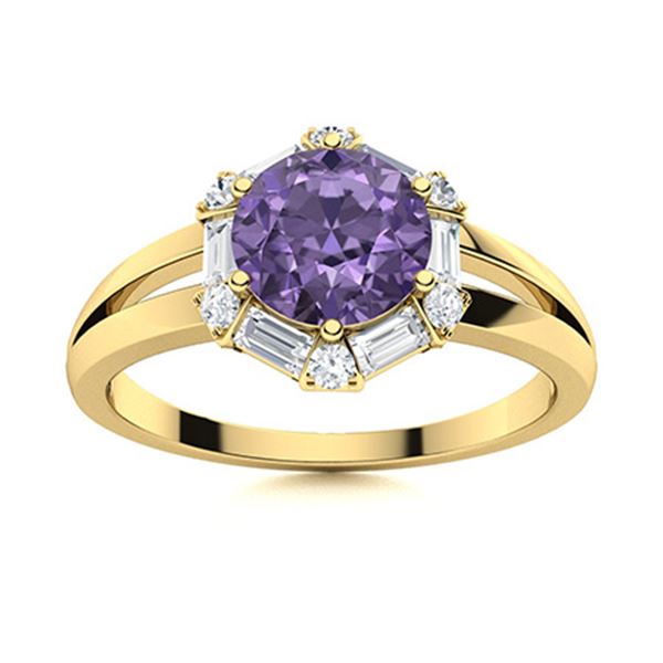Natural 1.36 CTW Iolite & Diamond Engagement Ring 18K Yellow Gold
