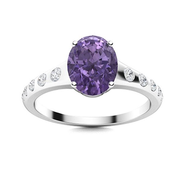 Natural 1.72 CTW Iolite & Diamond Engagement Ring 18K White Gold