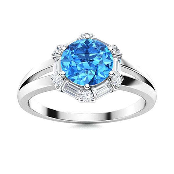 Natural 1.35 CTW Topaz & Diamond Engagement Ring 14K White Gold