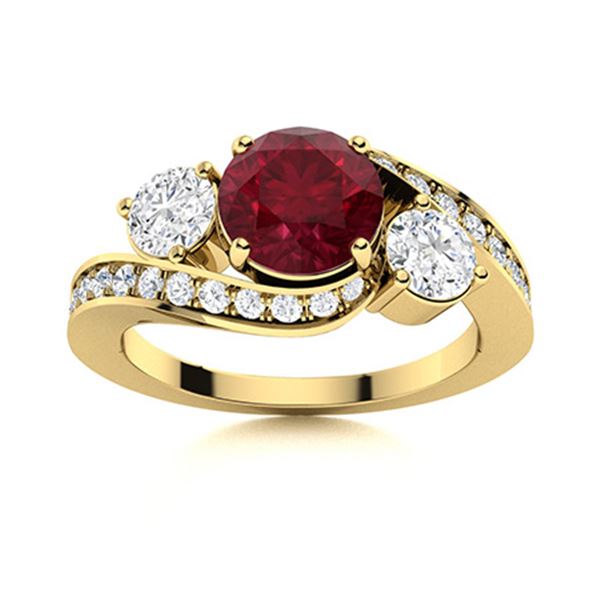 Natural 1.72 CTW Ruby & Diamond Engagement Ring 14K Yellow Gold