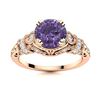 Image 1 : Natural 1.06 CTW Iolite & Diamond Engagement Ring 18K Rose Gold