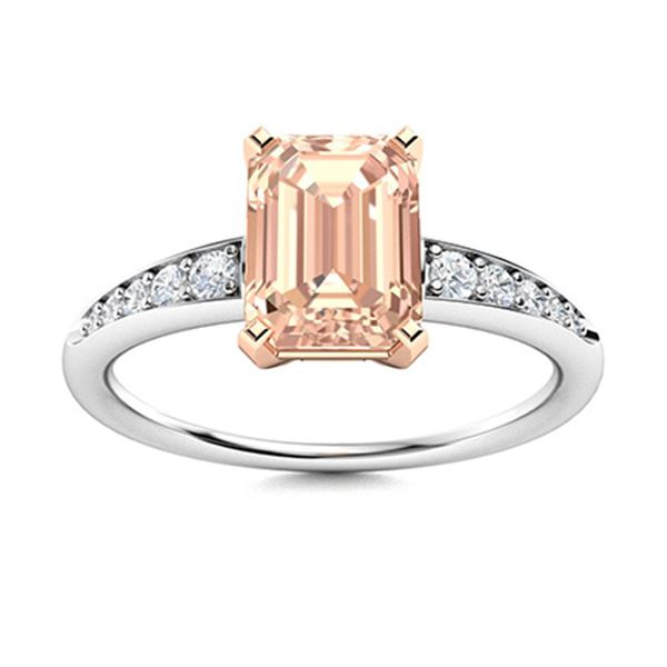 Natural 0.66 CTW Morganite & Diamond Engagement Ring 14K White Gold