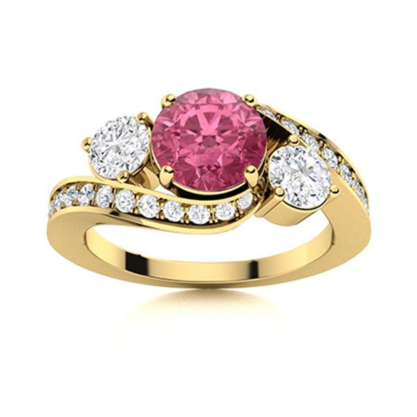 Natural 1.41 CTW Tourmaline & Diamond Engagement Ring 14K Yellow Gold