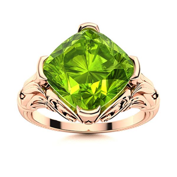 Natural 2.92 CTW Peridot Solitaire Ring 18K Rose Gold