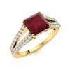 Image 2 : Natural 1.60 CTW Ruby & Diamond Engagement Ring 18K Yellow Gold