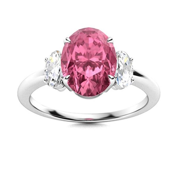 Natural 5.13 CTW Tourmaline & Diamond Engagement Ring 14K White Gold