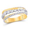 Image 1 : 14kt Yellow Gold Womens Round Diamond Graduated Crossover Band Ring 1/2 Cttw