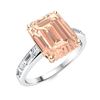 Image 2 : Natural 1.85 CTW Morganite & Diamond Engagement Ring 18K White Gold