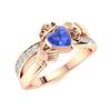 Image 2 : Natural 1.53 CTW Ceylon Sapphire & Diamond Engagement Ring 18K Rose Gold