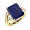 Image 2 : Natural 5.97 CTW Sapphire & Diamond Engagement Ring 18K Yellow Gold