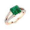 Image 2 : Natural 1.84 CTW Emerald & Diamond Engagement Ring 14K Rose Gold