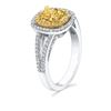 Image 3 : Natural 2.32 CTW Canary Yellow Cushion Cut Diamond Engagement Ring 18KT Two-tone