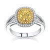 Image 4 : Natural 2.32 CTW Canary Yellow Cushion Cut Diamond Engagement Ring 18KT Two-tone
