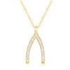 Image 1 : Natural 0.22 CTW Wishbone Diamond Necklace 18KT Yellow Gold