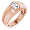 Image 1 : Natural 0.72 CTW Bezel Set Emerald Cut Men's Diamond Ring 14KT Rose Gold