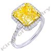 Image 1 : Natural 6.04 CTW Canary Yellow Radiant Cut Diamond Ring 14KT Two-tone