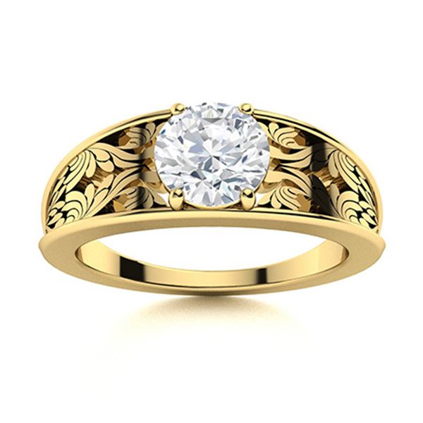 Natural 0.82 CTW Diamond Solitaire Ring 18K Yellow Gold