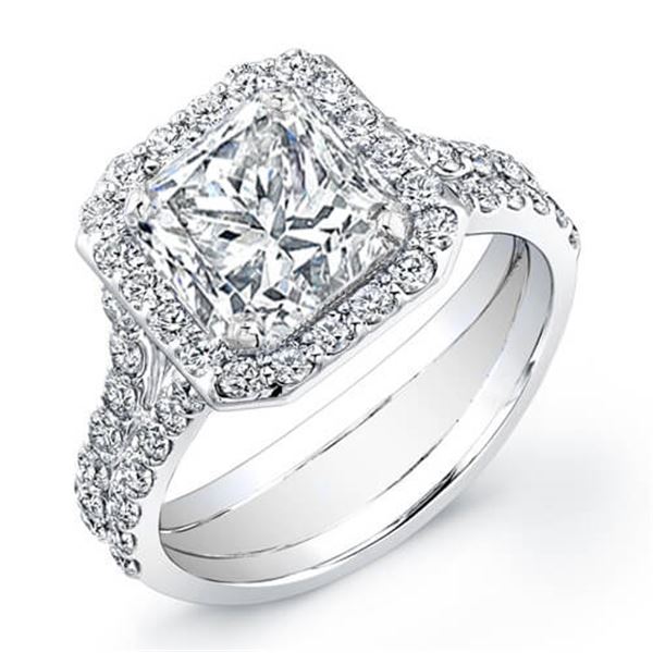 Natural 2.4 CTW Princess Cut Diamond Engagement Ring 18KT White Gold