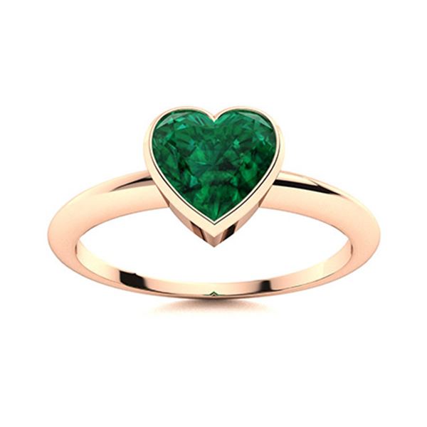 Natural 0.51 CTW Emerald Solitaire Ring 18K Rose Gold