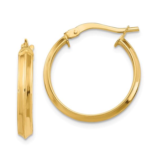 14k Polished Medium 3 mm Hoop Earrings - 37 mm