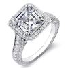 Image 1 : Natural 2.12 CTW Hand carved Halo Asscher Cut Diamond Ring 14KT White Gold