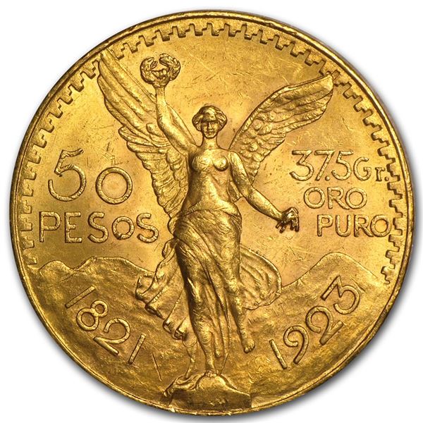 1923 Mexico Gold 50 Pesos BU