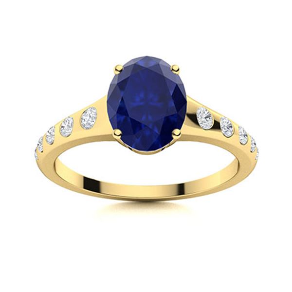Natural 2.95 CTW Sapphire & Diamond Engagement Ring 18K Yellow Gold