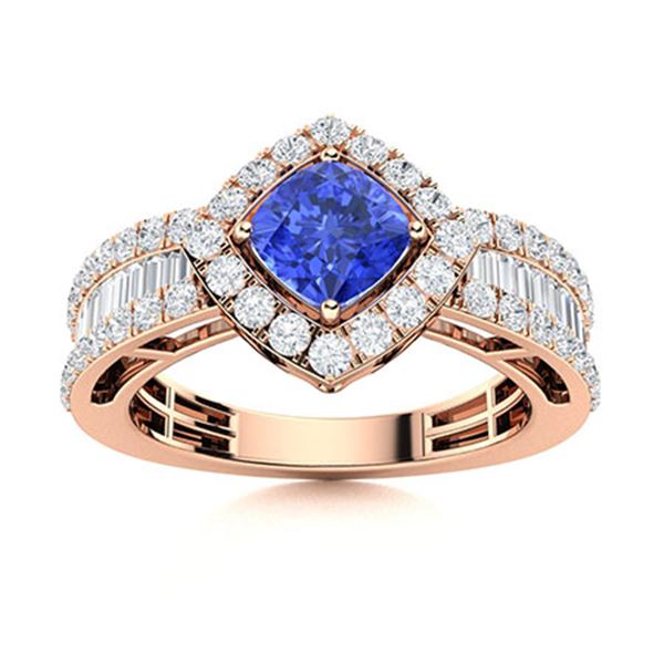 Natural 2.28 CTW Ceylon Sapphire & Diamond Engagement Ring 18K Rose Gold