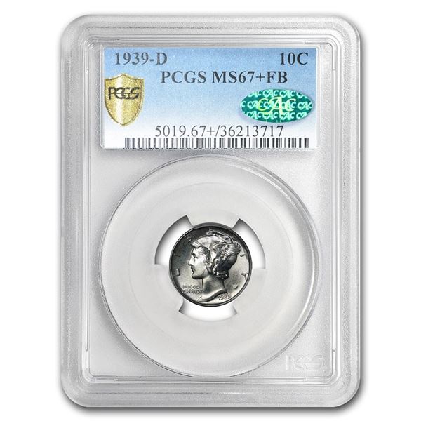 1939-D Mercury Dime MS-67+ PCGS CAC (FB)